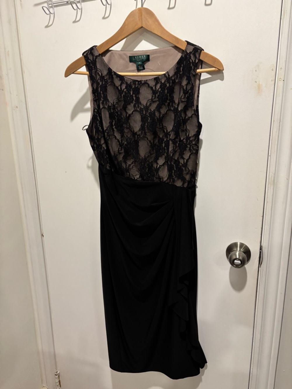 Lauren Ralph Lauren Black Lace-Overlay Midi Dress
